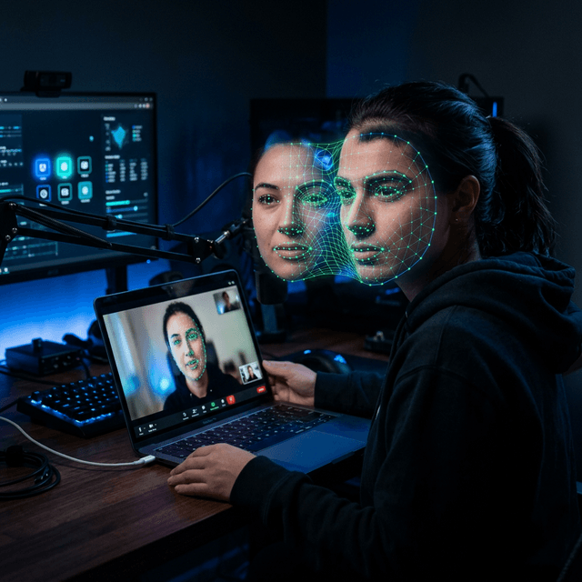Face tracking running live during a video call